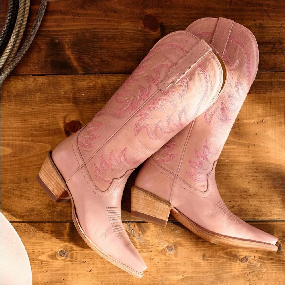 Tecovas Pink Heeled Boots